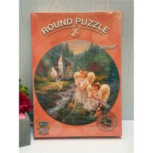 NEW Vintage Master Pieces Round Believe Jigsaw Puzzle Angels Church 500 Pieces